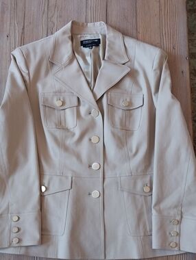 Jones New York Collection Women's Khaki Button-Front Jacket